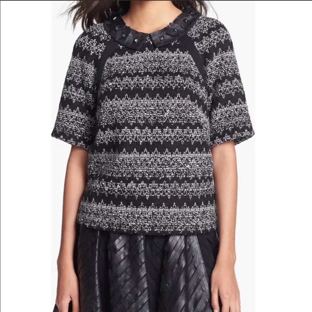 Like new | Milly | Wool Leather Collar Top